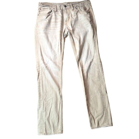 American Eagle Slim Fit Washed Khaki Tan Men's 5-Pocket Casual Jeans Size 32/32 - Picture 1 of 7